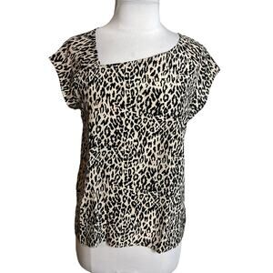 Tucker silk leopard print asymmetrical neck top